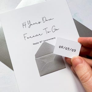 14周年記念カード、14年目の結婚記念日、夫への記念日カード、彼氏への記念日カード、妻への記念日カード、パーソナライズ