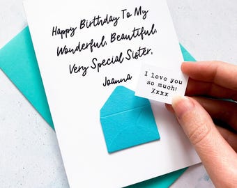 Personalised Sister Birthday Card: Secret Message Keepsake