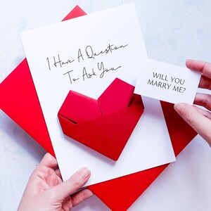 Carte de proposition Veux-tu m'épouser, coeur en origami souvenir fait main, pour petite amie, fiancée, être ma femme, demande en mariage, question révélée