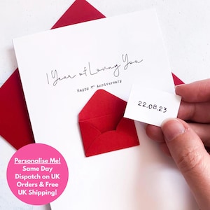Personalised 1 Year of Loving You 1st Anniversary Card, First Wedding Anniversary Card, One Year Together, For Wife, Boyfriend, Girlfriend