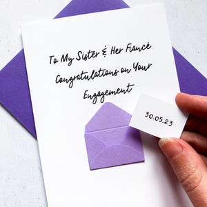 À ma soeur et à son fiancé carte de félicitations, carte de fiançailles, félicitations pour vos fiançailles, carte pour soeur, carte pour couple
