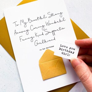 Carte d'anniversaire personnalisée pour petite amie, belle petite amie, carte d'anniversaire pour partenaire, carte d'anniversaire pour petite amie, carte pour âge spécial