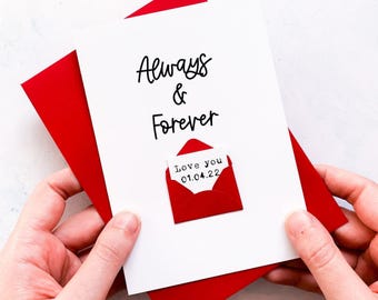 Personalised Anniversary Card: Always & Forever, Date Envelope