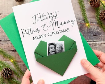 Personalised Christmas Card for Partner & Mummy, Origami Heart Keepsake Gift