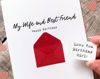Gepersonaliseerde verjaardagskaart vrouw, attent handgemaakt cadeau voor haar, sentimenteel romantisch ontwerp, 40e, 50e, 60e, elke leeftijd