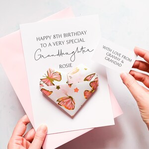 Carte d'anniversaire personnalisée pour petite-fille, coeur en origami papillon, cadeau souvenir fait main, pour son anniversaire, à une petite-fille spéciale, âge