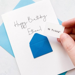 Carte de 16 ans, 16 ans, personnalisée, n'importe quel nom, carte d'anniversaire pour garçon, jolie carte d'anniversaire, carte faite main, carte 3D, anniversaire de fils