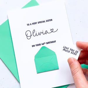 Carte d'anniversaire personnalisée pour sœur, à ma sœur, âge spécial, pour enfant, femme adulte, souvenir fait main personnalisé, cadeau personnalisé pour elle