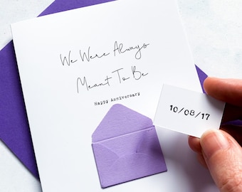 Personalised Anniversary Card: Secret Message Gift For Husband or Wife 'Meant To Be'