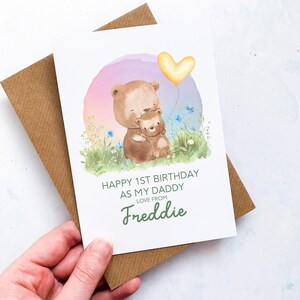 Carte personnalisée 1er anniversaire en tant que papa, carte pour papa, carte pour grand-père, carte de bébé, carte d'anniversaire nouveau papa, nouvelle carte grand-père, ours mignons