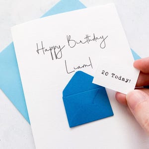 Carte de 20 ans, 20 ans, personnalisée, n'importe quel nom, carte d'anniversaire pour homme, jolie carte d'anniversaire, carte faite main, carte 3D, anniversaire de fils