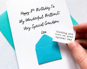 Personalised Grandson Birthday Card: Mini Envelope Message
