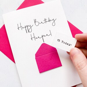 Carte pour 15 ans, 15 ans, personnalisée, n'importe quel nom, carte d'anniversaire pour fille, jolie carte d'anniversaire, faite main, carte 3D, anniversaire fille