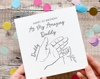 1st Birthday as Daddy Card, Happy 1st Birthday to My Daddy, Personalised Baby Keepsake Card