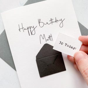 パーソナライズされた30歳の誕生日カード、30歳、パーソナライズ、任意の名前、男性向け、かわいい誕生日カード、手作りカード、3Dカード、夫の誕生日