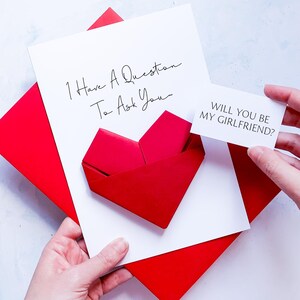Carte de proposition Veux-tu être ma petite amie, coeur en origami fait main souvenir, pour petite amie, sois mon petit ami, proposition de rendez-vous amoureux, question révéler