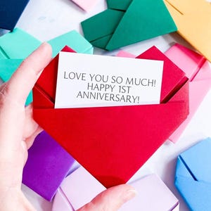 1st Anniversary Card, Origami Heart Photo Card, Personalised Paper Wedding Anniversary, Large Handmade Keepsake Gift, For Wife, Husband
