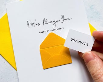 Personalised 2nd Anniversary Card: 'Always You' with Mini Envelope