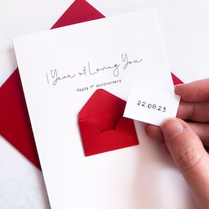 Carte d'anniversaire des années passées à vous aimer, carte 1er anniversaire de mariage, carte d'anniversaire d'un an, carte d'anniversaire pour femme, premier anniversaire