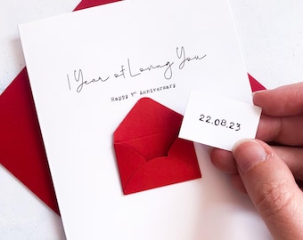 Carte d'anniversaire personnalisée des années de vous aimer, carte de 1er anniversaire de mariage, carte d'un an, carte d'anniversaire pour femme, premier anniversaire