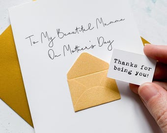 Beautiful Mumma on Mother's Day Card, Personalised Mother's Day Card, Card for Mum, Mothering Sunday, Mother's Day UK, Mum on Mother's Day