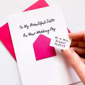 Carte de mariage personnalisée pour soeur, le jour de votre mariage, carte pour couple, cadeau souvenir fait main, carte de félicitations, pour elle