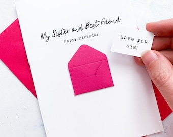 Carte d'anniversaire personnalisée pour soeur : cadeau souvenir fait main