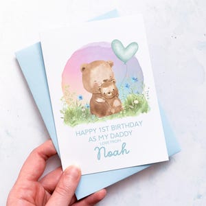 Carte personnalisée 1er anniversaire en tant que papa, carte pour papa, carte pour grand-père, de garçon, carte d'anniversaire nouveau papa, nouvelle carte grand-père, ours mignons