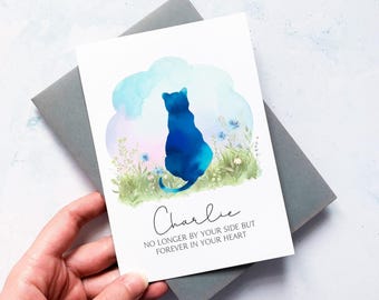 Personalised Cat Sympathy Card: Watercolor Pet Loss Bereavement Gift