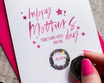 Personalised Scratch Off Mother's Day I've Loved You Days Card - Mother's Day Card – Personalised Mum Card – Card for Grandma