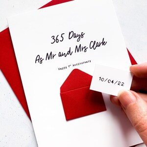 夫へのパーソナライズされた最初の記念日カード、1周年記念カード、1周年記念カード、夫婦としての365日、彼へのカード