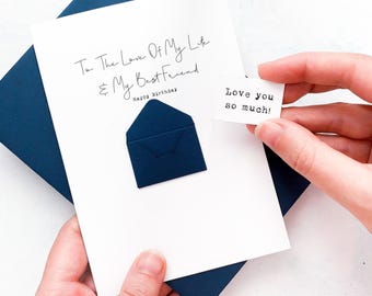 Personalised Husband Birthday Card: Romantic Keepsake Mini Envelope