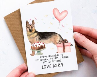 Tarjeta de cumpleaños personalizada de pastor alemán: Regalo para amantes de las mascotas