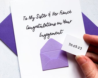 To My Sister and her Fiancee Congratulations card, Engagement card, Congratulations on your engagement, card for sister, card for couple