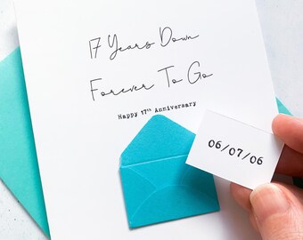 17th Anniversary Card: Personalized Husband/Wife Gift with Mini Envelope