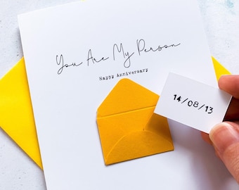 Personalised Anniversary Card: 'You Are My Person' with Secret Message For Husband or Wife