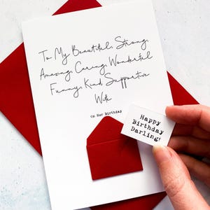 Carte d'anniversaire personnalisée pour femme, à ma belle femme, cadeau souvenir personnalisé pour elle, carte de voeux romantique faite main, âge charnière