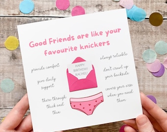 Funny Card For Her: Humorous Underwear-Themed Birthday Greeting - Personalised, Handmade 3D Design, Friendship Keepsake
