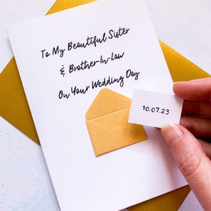 À ma soeur et à mon beau-frère le jour de votre mariage, carte de mariage pour soeur, carte pour couple, le jour de votre mariage, carte de félicitations