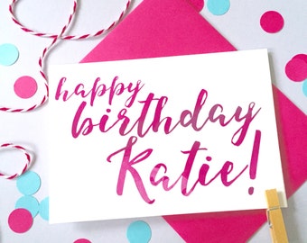 Calligraphy Birthday Card – Personalised Birthday Card – Birthday card for daughter - Birthday card for son - birthday card for friend