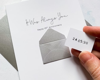 Personalised Silver Anniversary Card: Handmade 25th Anniversary Keepsake