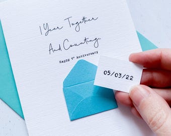 1 an et plus, carte 1er anniversaire, carte d'anniversaire de petite amie, carte d'anniversaire de petit ami, anniversaire d'un an, carte personnalisée