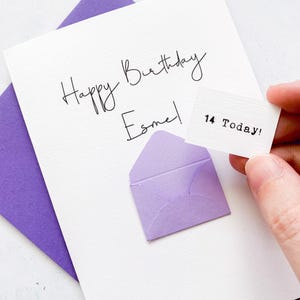 パーソナライズされた14歳の誕生日カード、14歳、任意の名前、女の子への誕生日カード、かわいい誕生日カード、手作り、3Dカード、娘の誕生日