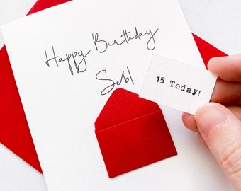 15 Geburtstagskarte, 15 Jahre alt, personalisiert, jeder Name, Geburtstagskarte für Jungen, süße Geburtstagskarte, handgemachte Karte, 3D Karte, Sohn Geburtstag