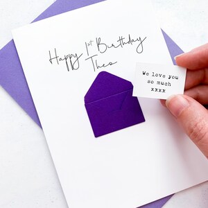 Carte de 1er anniversaire, 1 an, personnalisée, tous les noms, carte d'anniversaire pour garçon, jolie carte d'anniversaire, carte faite main, carte 3D, anniversaire de fils