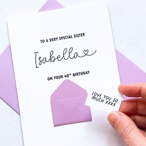 Very Special Sister Birthday Card, To my sister, Special Age, For child, Female adult, Personalised Handmade Keepsake, Gift for Her