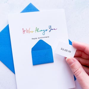Carte anniversaire LGBTQ + fierté arc-en-ciel souvenir pour mari, petit ami, femme, petite amie, carte personnalisée faite main pour lui, elle, couple gay