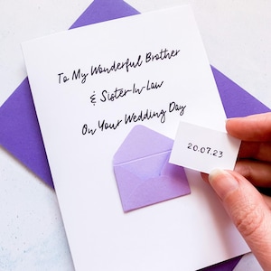 À mon frère et ma belle-sœur le jour de leur mariage, carte de mariage pour frère, pour couple, carte de mariage, carte de félicitations