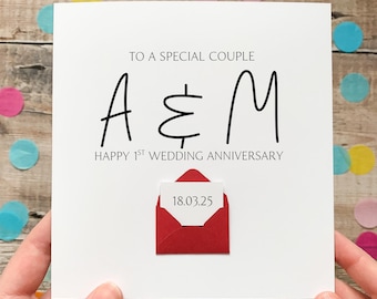 Personalised 1st Anniversary Card, Wedding Anniversary Card for Couple, Romantic Gift for them, First Anniversary Gift, Special Couple Card