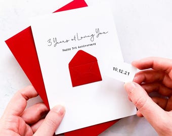 Personalised 3rd Anniversary Card: Romantic Handmade Keepsake